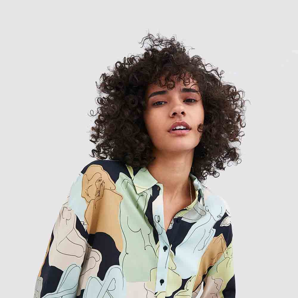 Abstract Print Cotton Blouse - Imagen 2